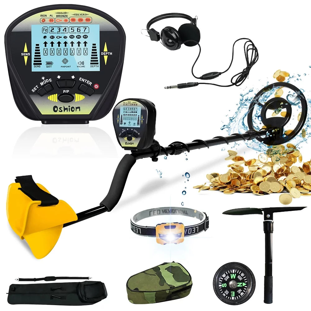 Lightweight Waterproof Metal Detector Set with 10'' Coil, Backpack, Shovel & Headphone, Adjustable 33''-52'' B624