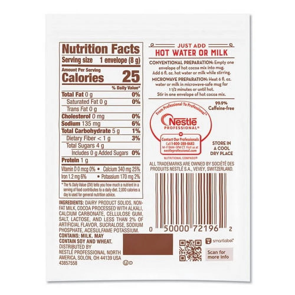 Hot Cocoa Mix Envelopes, 0.28 Oz Packet, 5 Boxes Q852223