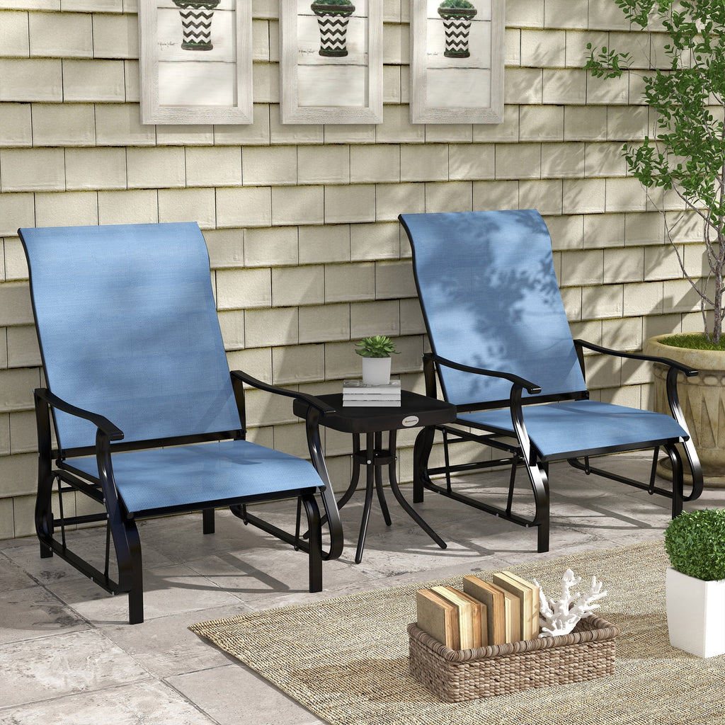 Light Blue 3-Piece Outdoor Gliders Set with Steel Frame N523896