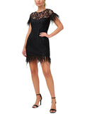 Ostrich Feather Lace Cocktail Dress S552849
