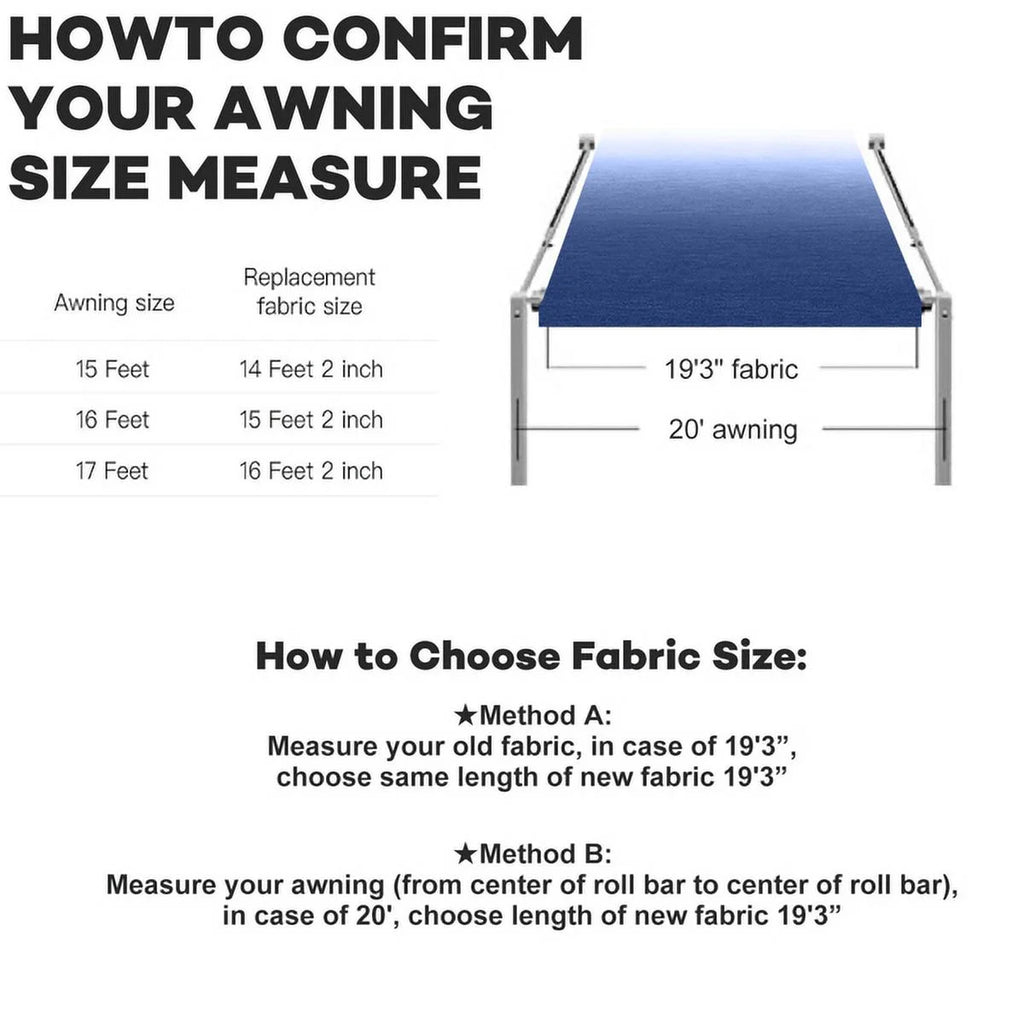 16' Blue Vinyl RV Awning Fabric Replacement D201
