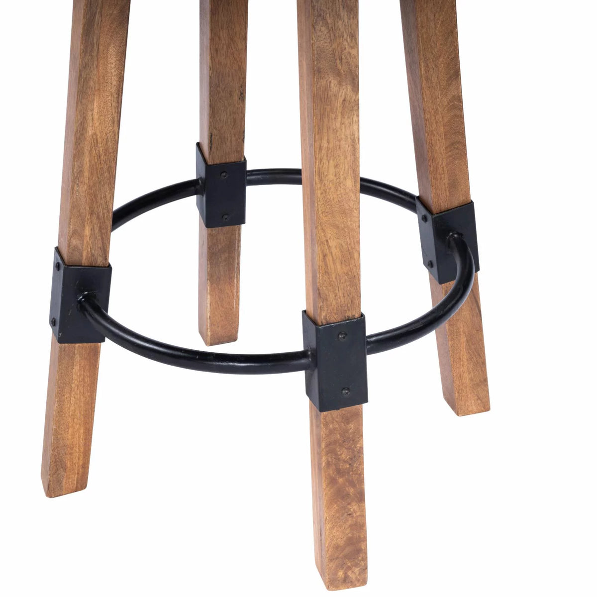 Beige Mango Wood & Metal Bar Stool O494