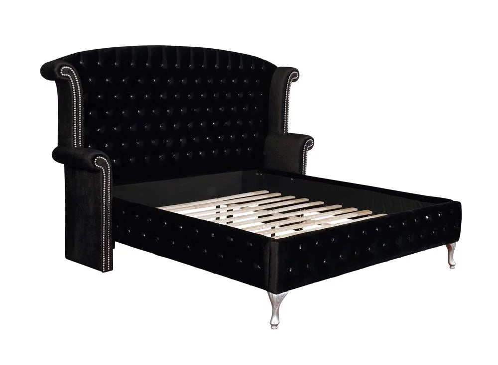 Black Tufted Upholstered California King Bed X6566