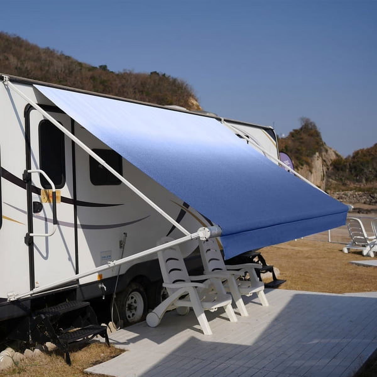16' Blue Vinyl RV Awning Fabric Replacement D201