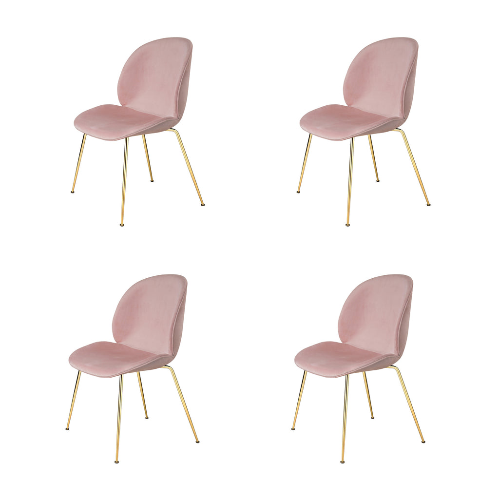 Pink Velvet Side Dining Chairs Set of 4 with Gold Legs L551669