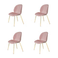 Pink Velvet Side Dining Chairs Set of 4 with Gold Legs L551669