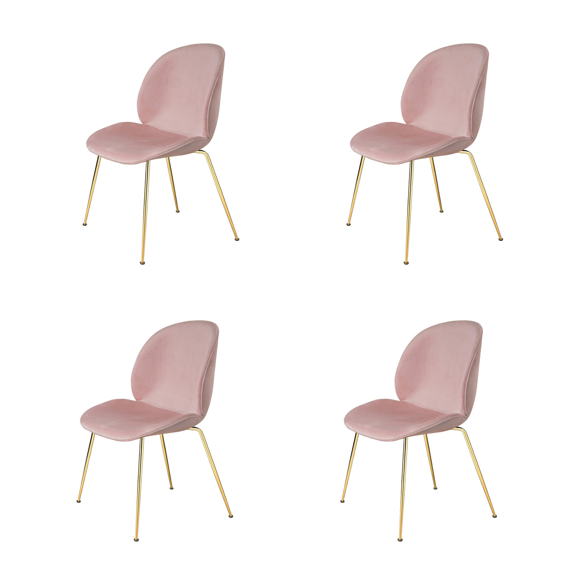 Pink Velvet Side Dining Chairs Set of 4 with Gold Legs L551669