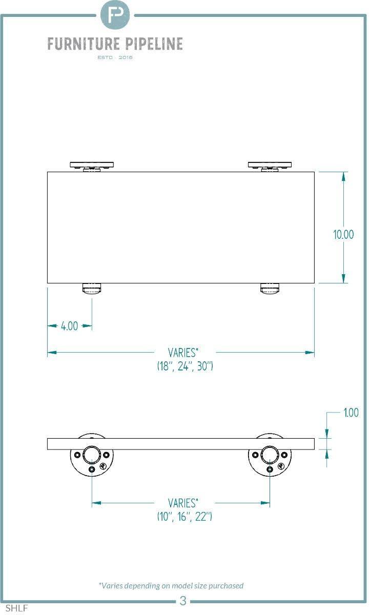 2-Piece Industrial Farmhouse Wall Shelf Set J640