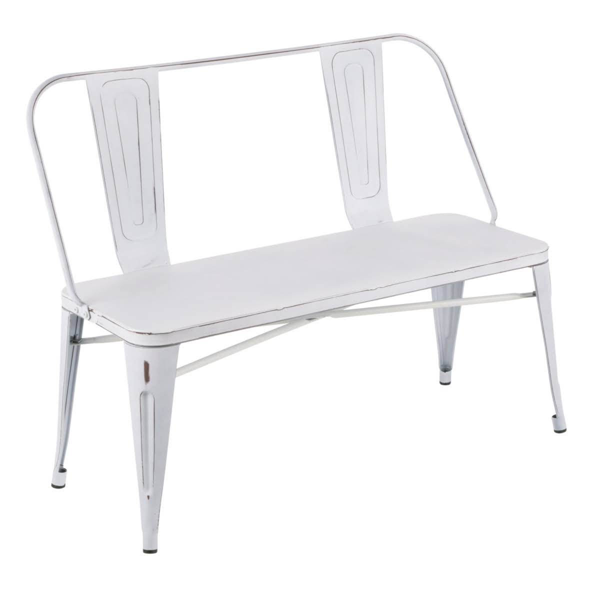 Clear Brushed Silver Metal Bench G9896