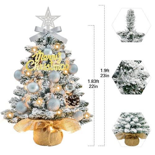 White 22 Inch Mini Artificial Christmas Tree with Lights Z4726