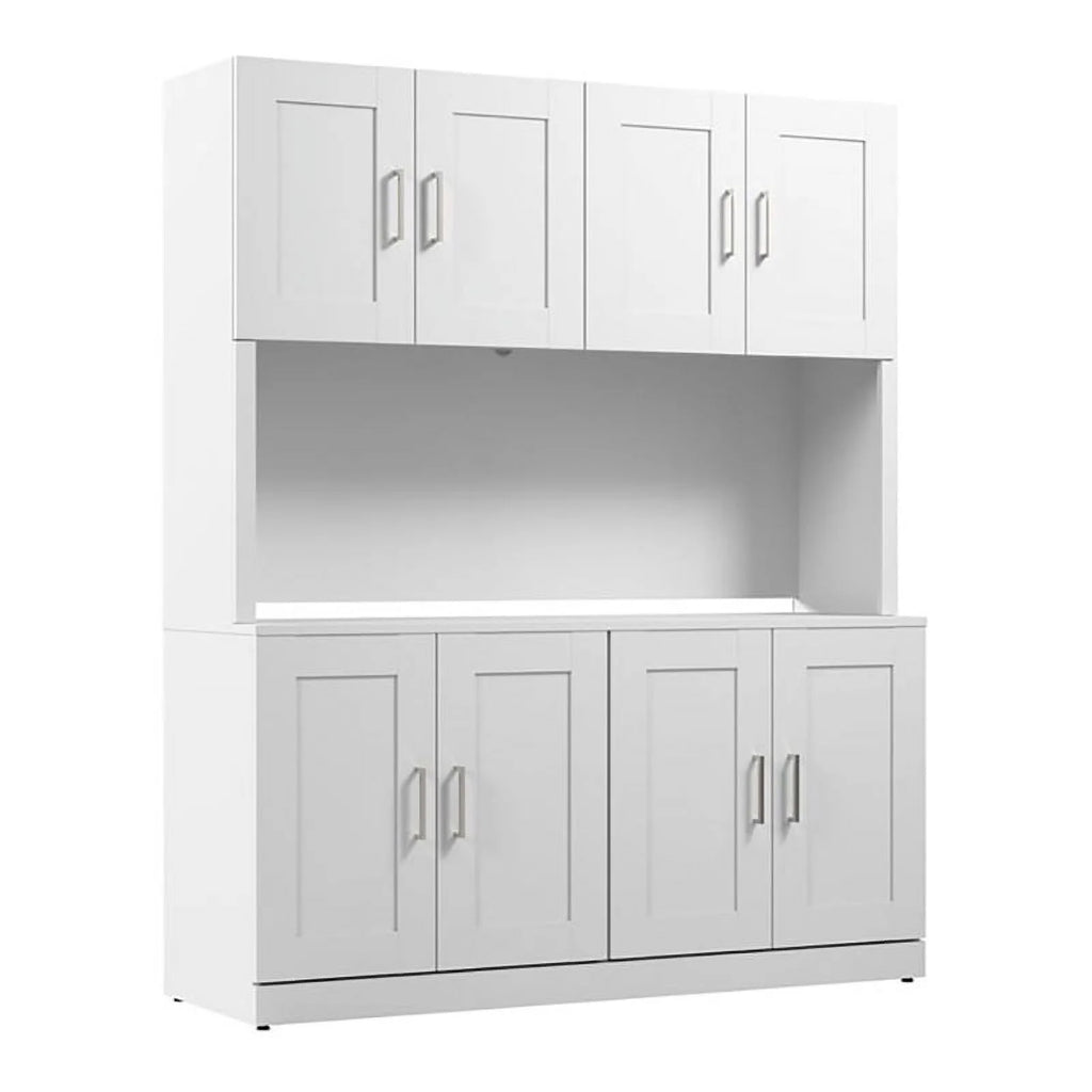 White Engineered Wood Buffet Cabinet with Hutch L672221