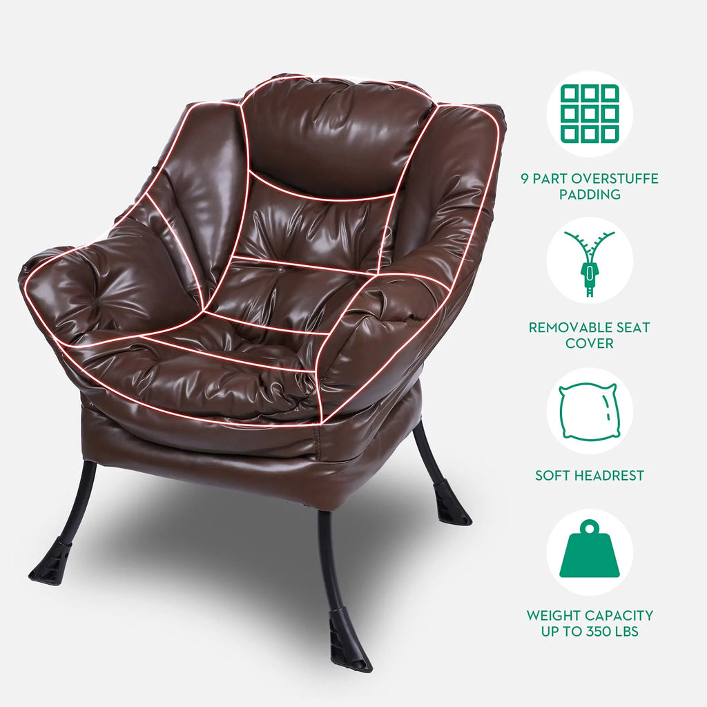 Brown Faux Leather Armchair with Side Pocket A8635