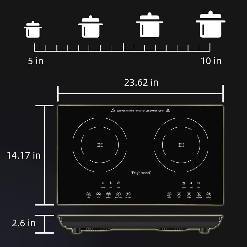 Portable Induction Cooktop Double Burner 1800W Electric Stove with Digital Touch Sensor and Kids Safety Lock X92341