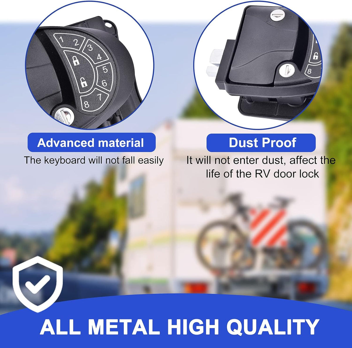 Waterproof & Shockproof RV Keyless Entry Door Lock with 2 Key Fobs and Backlit Keypad 100% Metal H818872