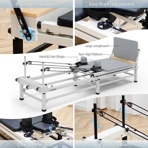 Foldable Pilates Reformer Machine with Adjustable Heights M779115