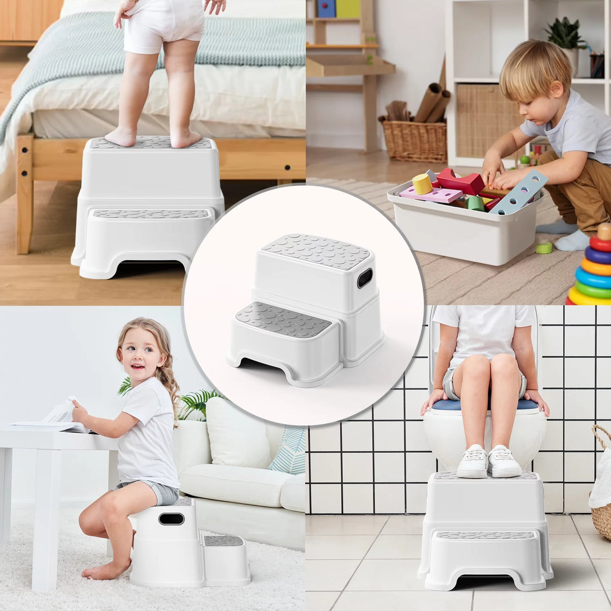 2 Step Stool for Kids Dual Height 9.5" Non-Slip G6824