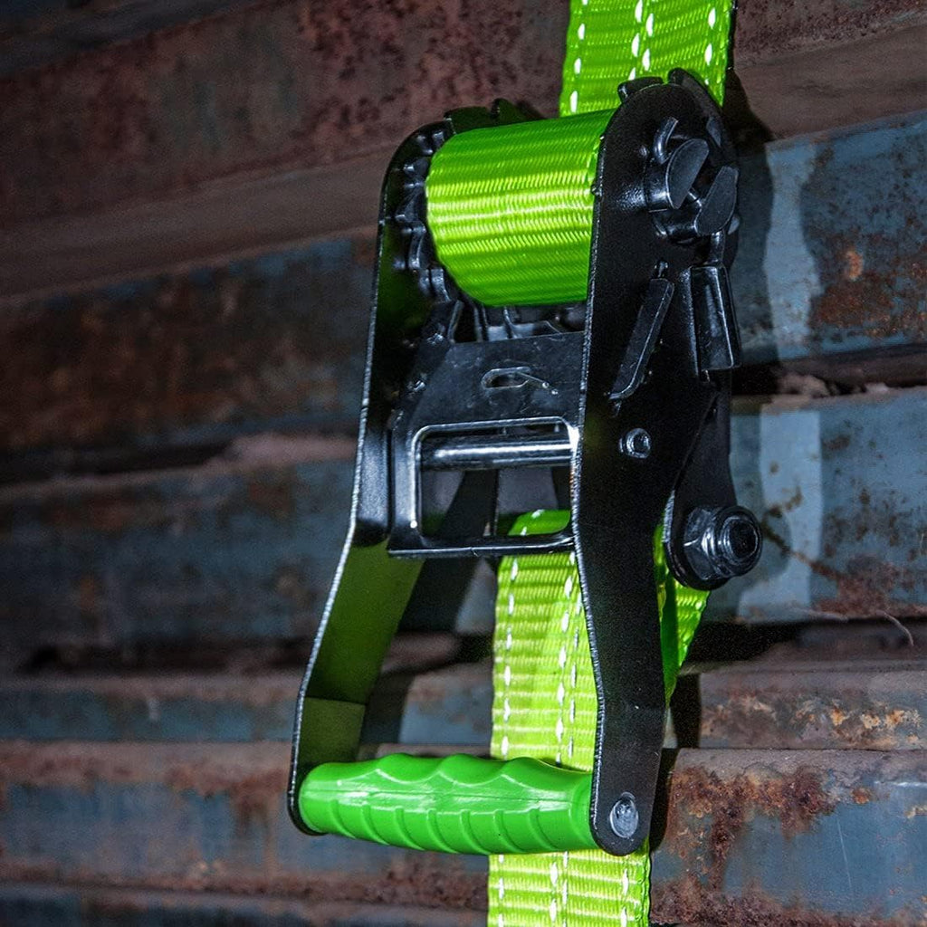 Ratchet Strap with Wire Hooks, 2 Inch x 15 Foot, 2 Pack, 3,300 Pound Safe Working Load G10293