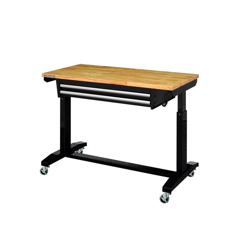 Black Adjustable Height Worktable with 2-Drawers D747787