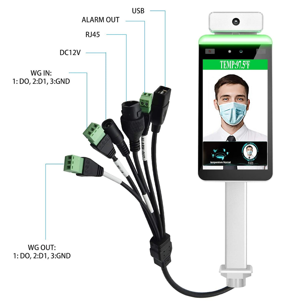 Face Recognition Temperature Measurement System Infrared Body Temperature Kiosk Thermal Scanner Access Control Punch Card Machine D190686
