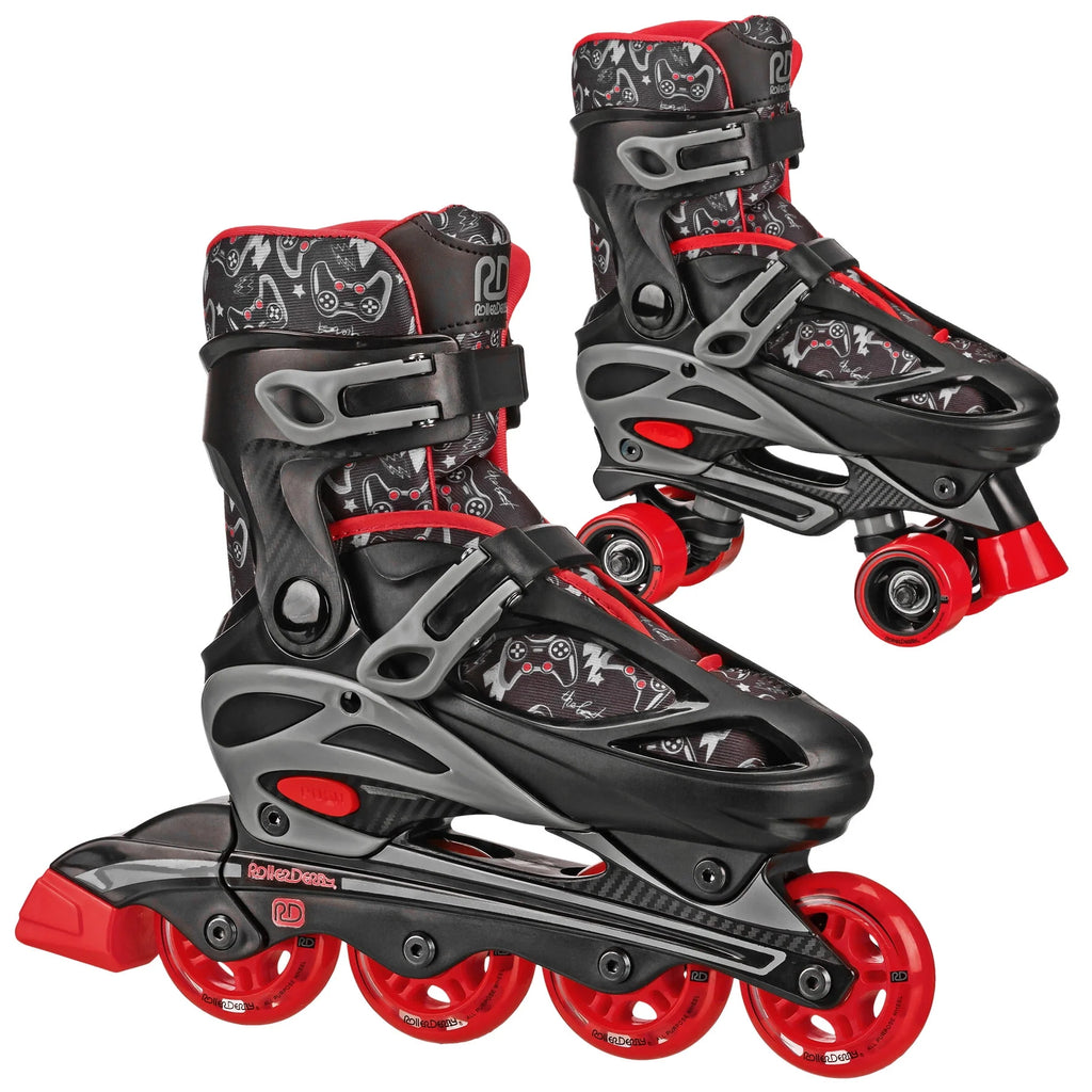 Boys 2-in-1 Roller/Inline Skates Black/Green Z33370