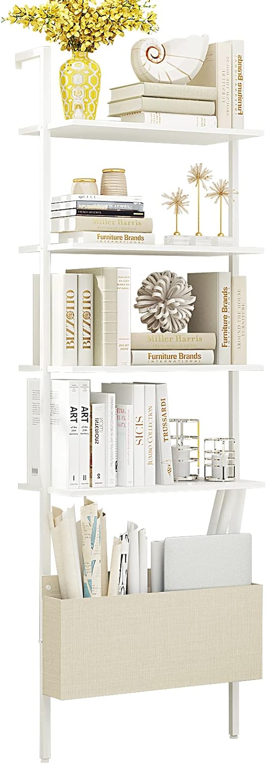 4-Tier Oak Wood Open Shelf Bookcase with Metal Frame V931