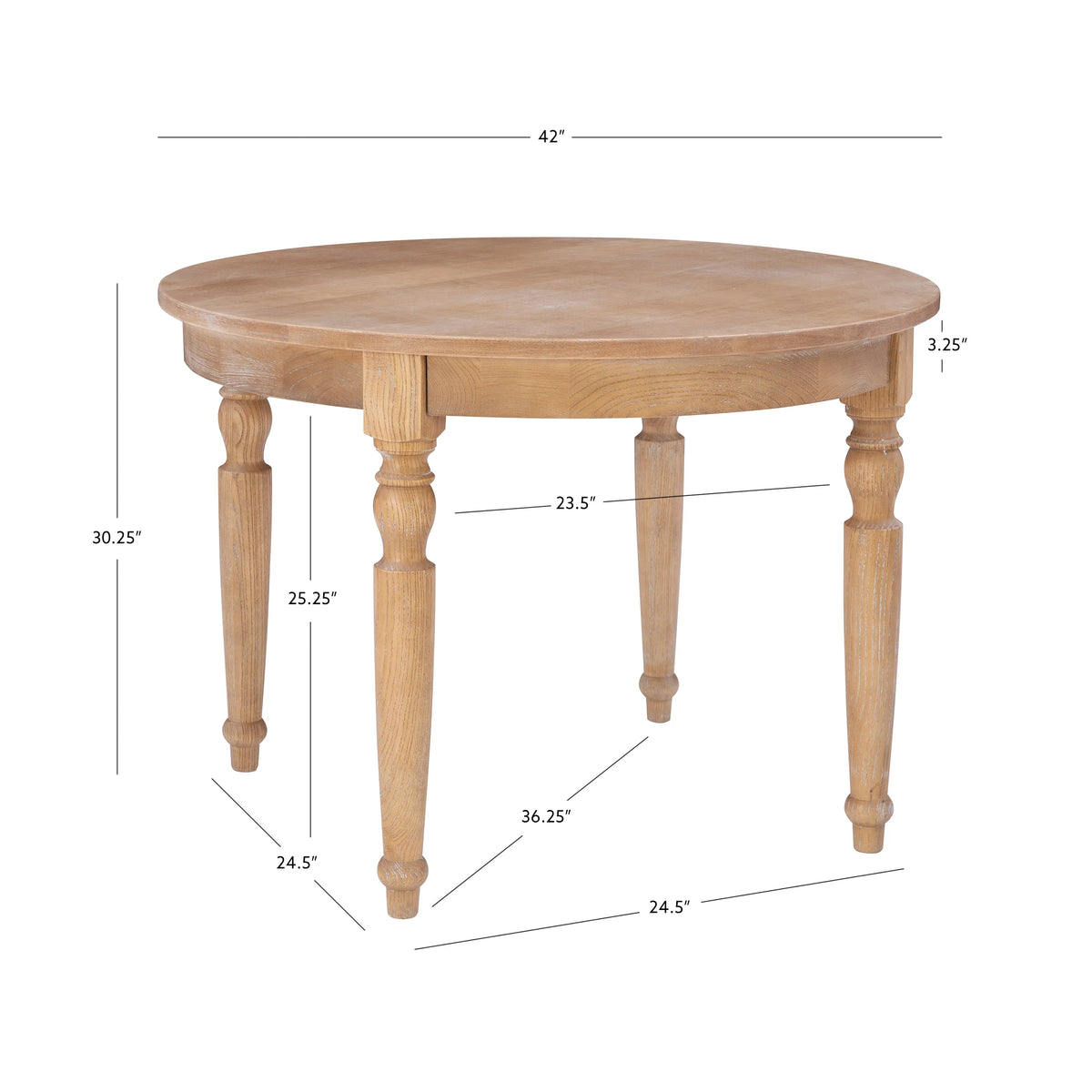42" Round Rustic Dining Table with Turned Legs M436341