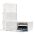42 Qt. Stackable Plastic Storage Chest with Flip-Up Door, 4 Pack, White N995