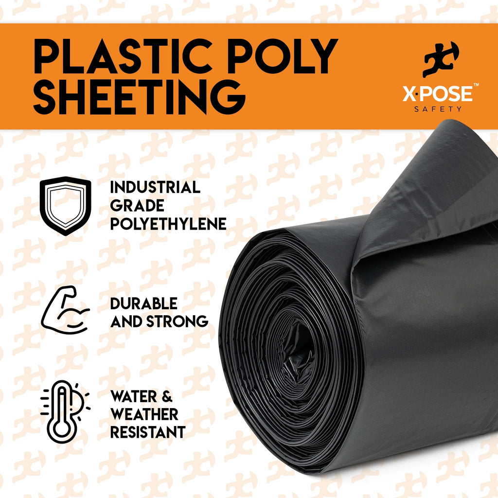 Black Poly Sheeting 10 x 100 Feet Heavy Duty 3.4 Mil Thick Plastic Tarp Waterproof Cover R83232