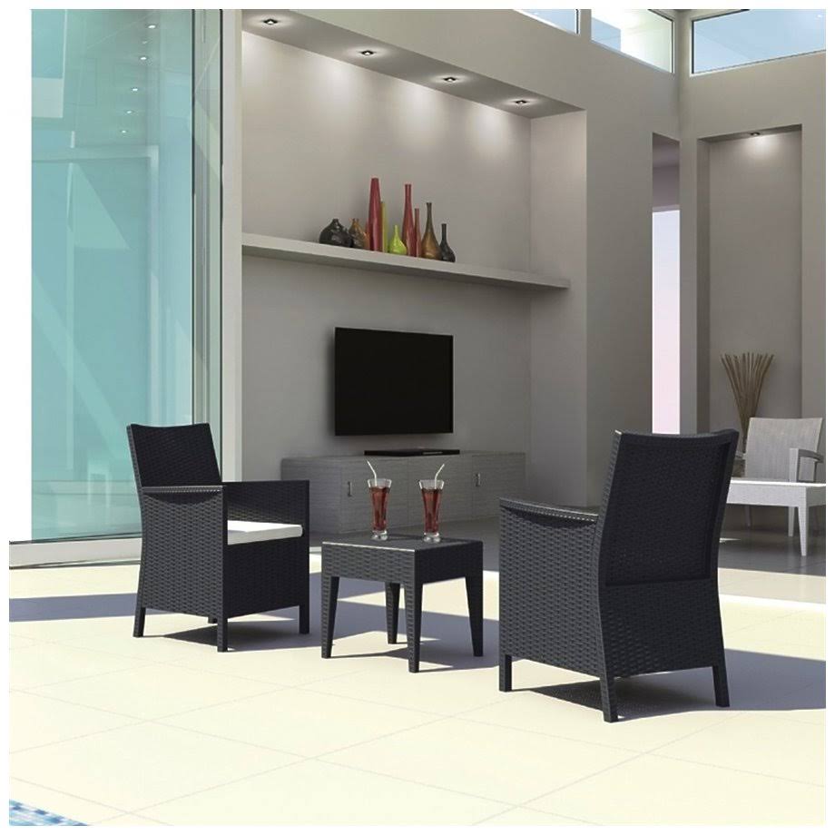 3 Piece Brown Wickerlook Casual Seating Set Q938