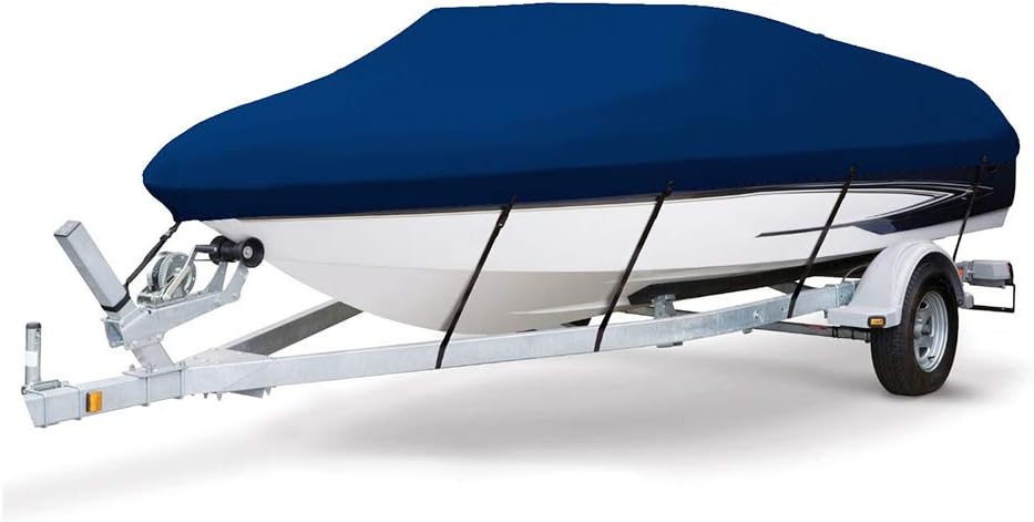 Blue Full Size Trailerable Boat Cover for V-Hull Tri-Hull Fishing Ski Bass Boats J1683