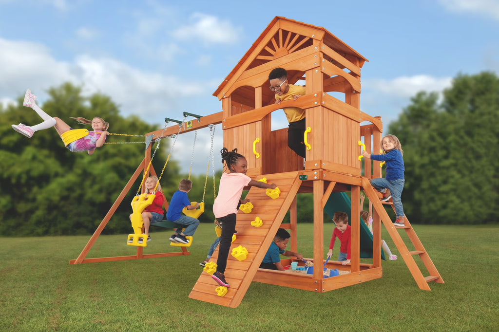 Wooden Playset with Slide and Swing W560063