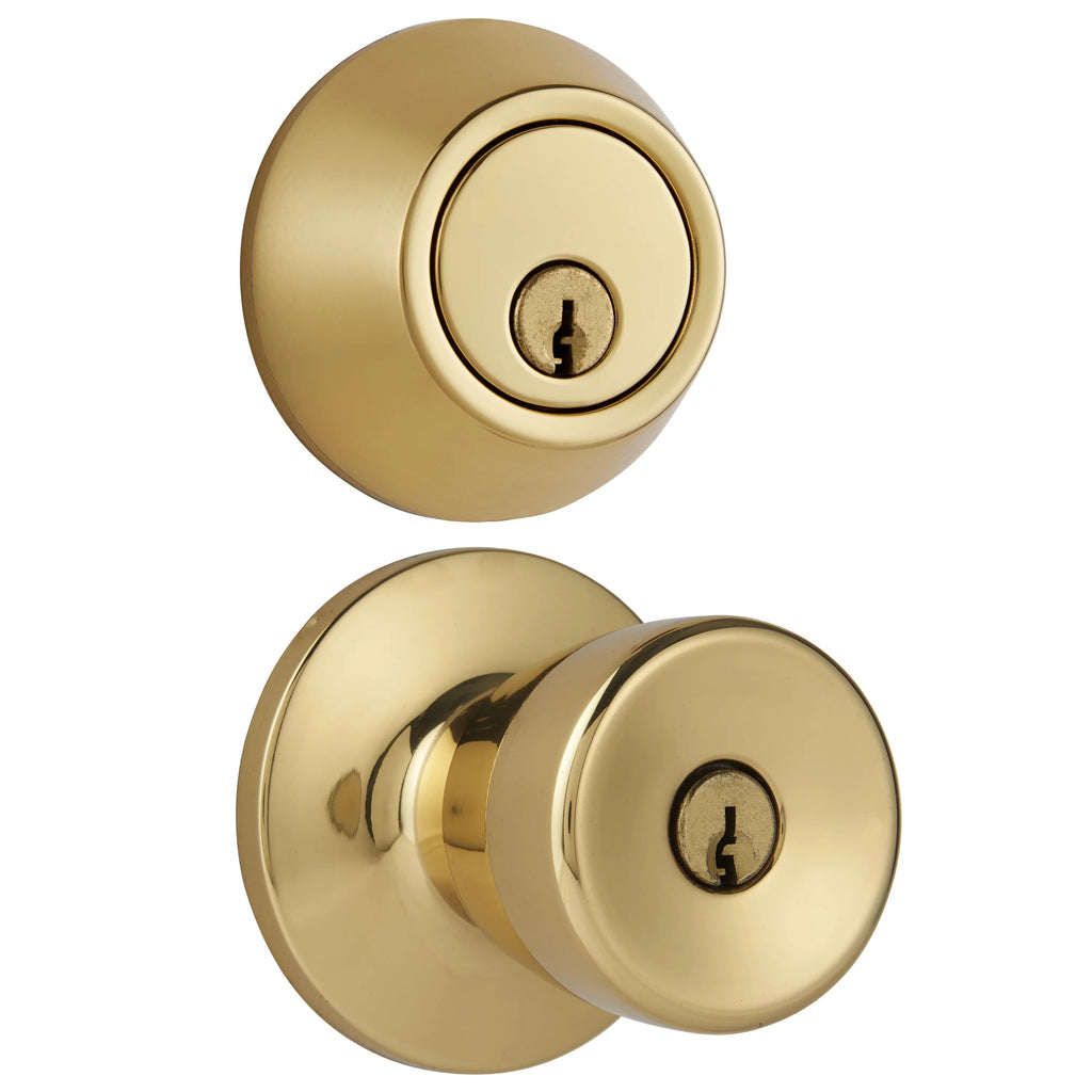 Polished Brass Doorknob and Deadbolt Combo Pack H961