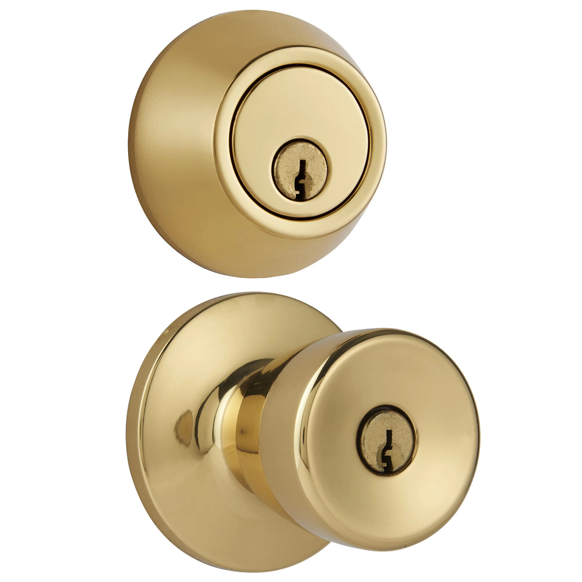 Polished Brass Doorknob and Deadbolt Combo Pack H961