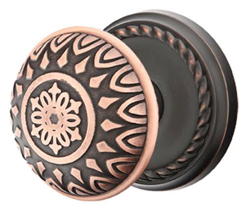 Solid Brass Door Knob Set with Rope Rosette P18982