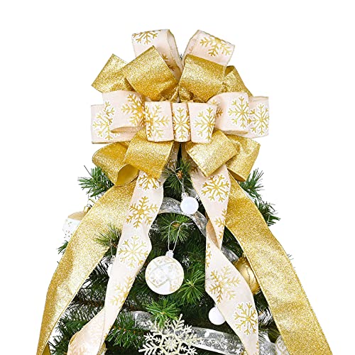 Christmas Tree Topper Bow 40x13 Inches White S23386