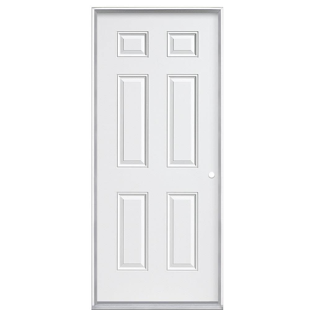 36-in x 80-in Steel Left-Hand Inswing Primed Fire Rated Prehung Single Front Door with Brickmould in White U470802