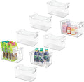 Slim Stackable Plastic Storage Bin with Handles, Clear, 8 Pack R63491