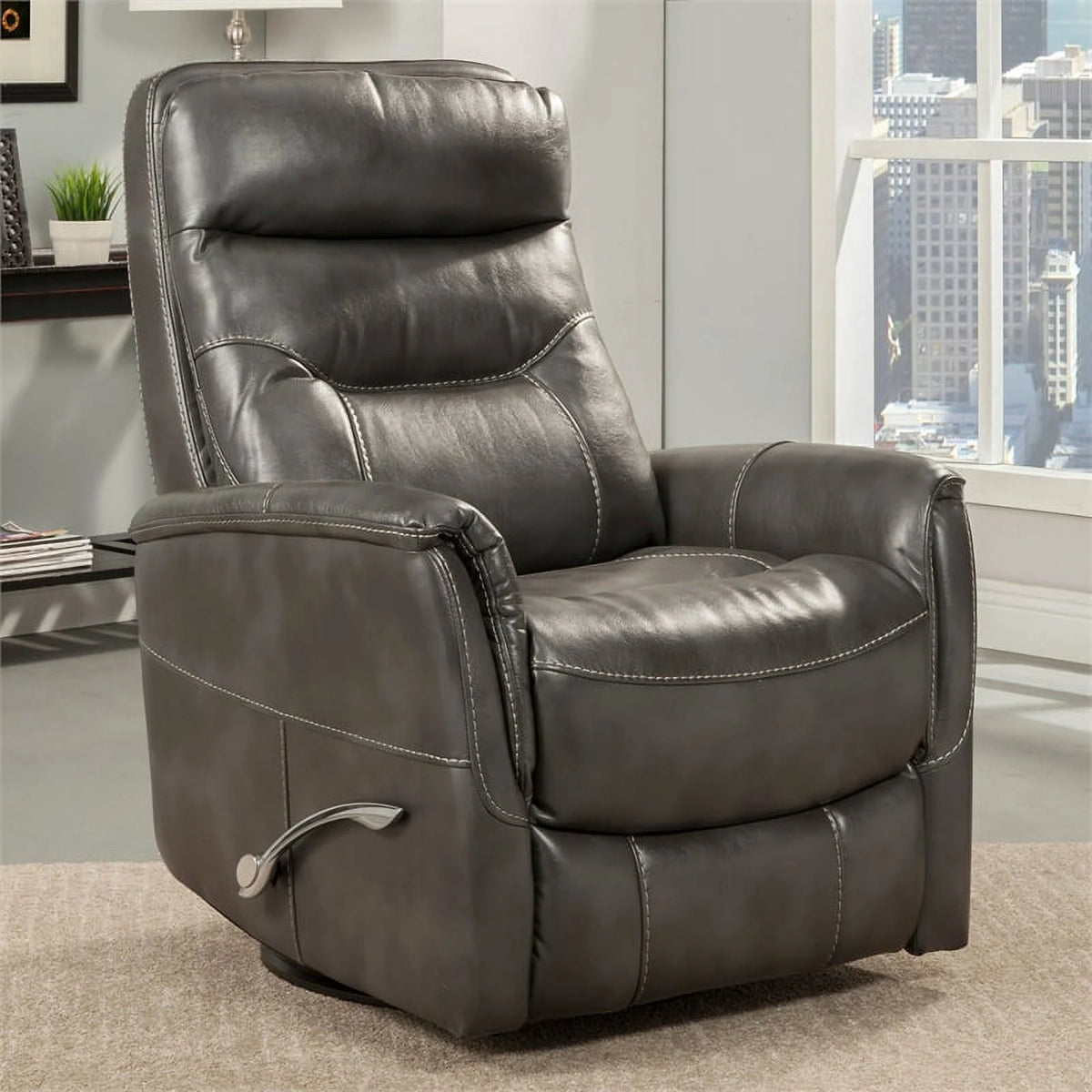 Black Polyester Manual Swivel Glider Recliner L940