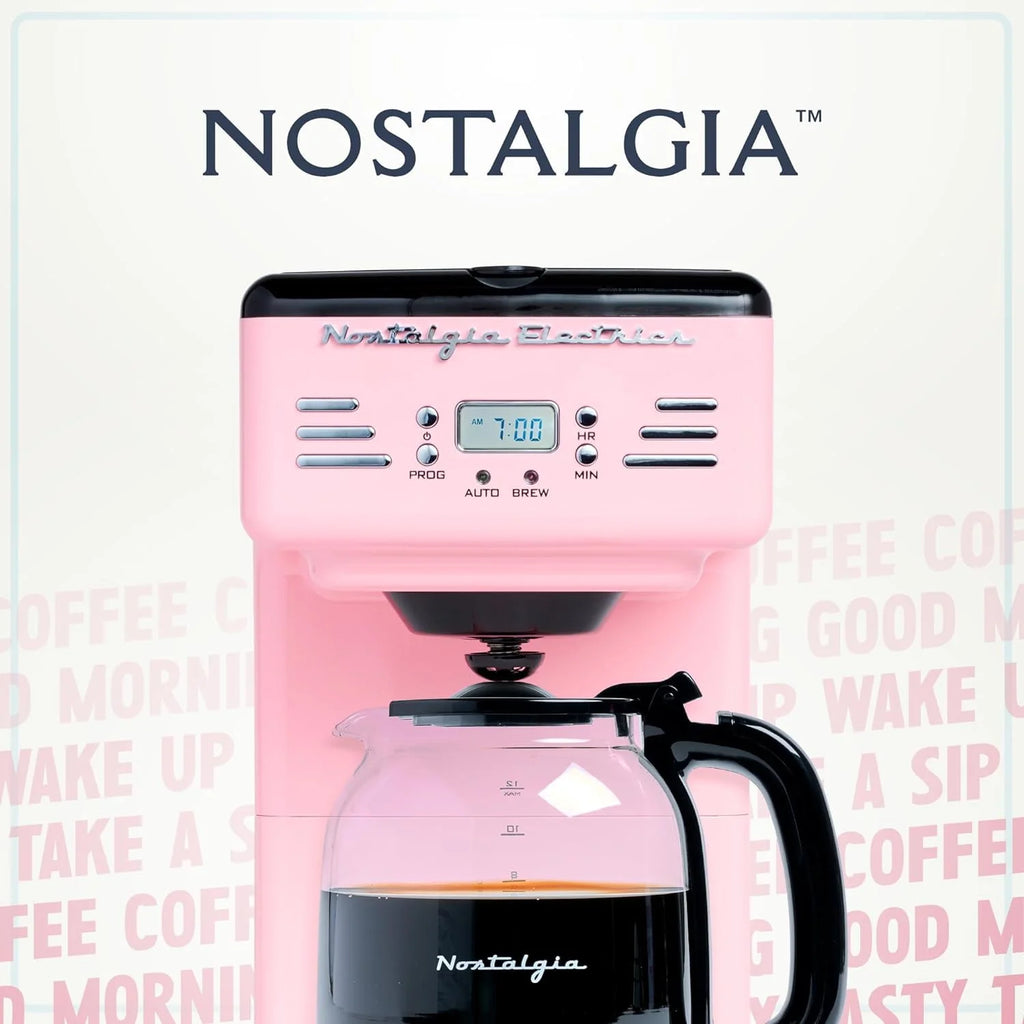 Red 12-Cup Programmable Retro Coffee Maker D4551