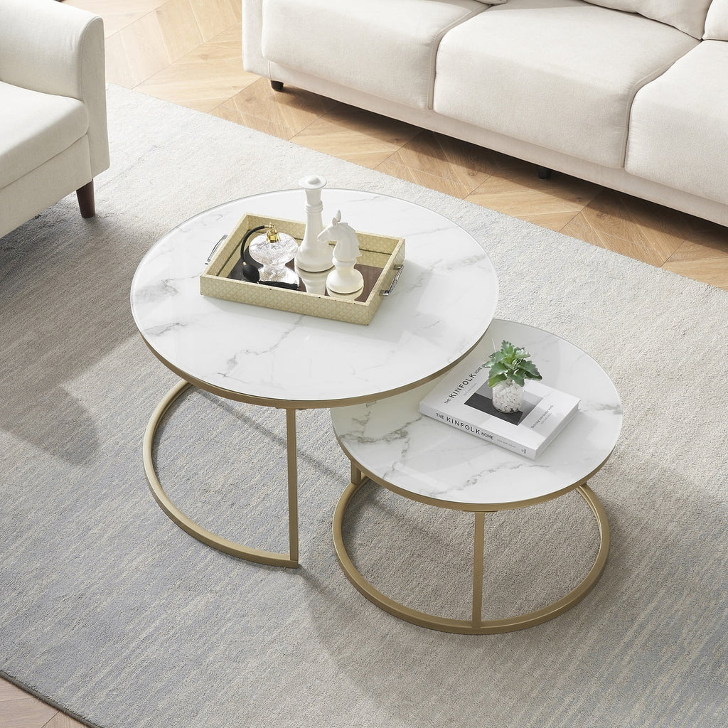 Coffee Table with Gold and Marble Patterns W415