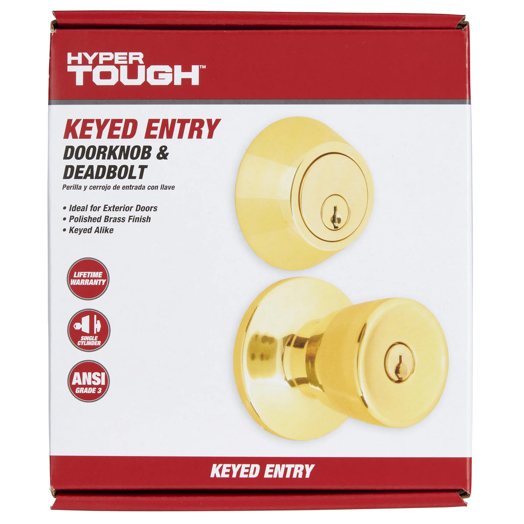 Polished Brass Doorknob and Deadbolt Combo Pack H961