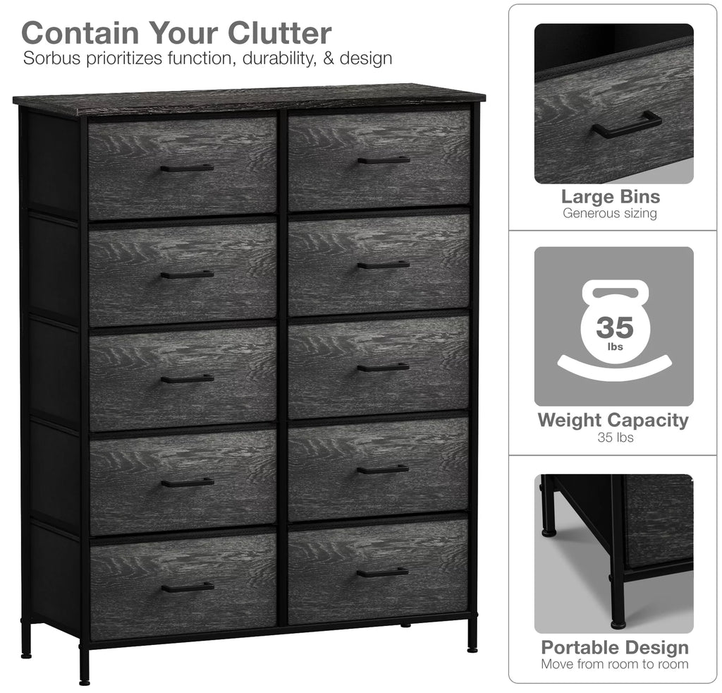 10 Drawer Faux Wood Storage Dresser V415876