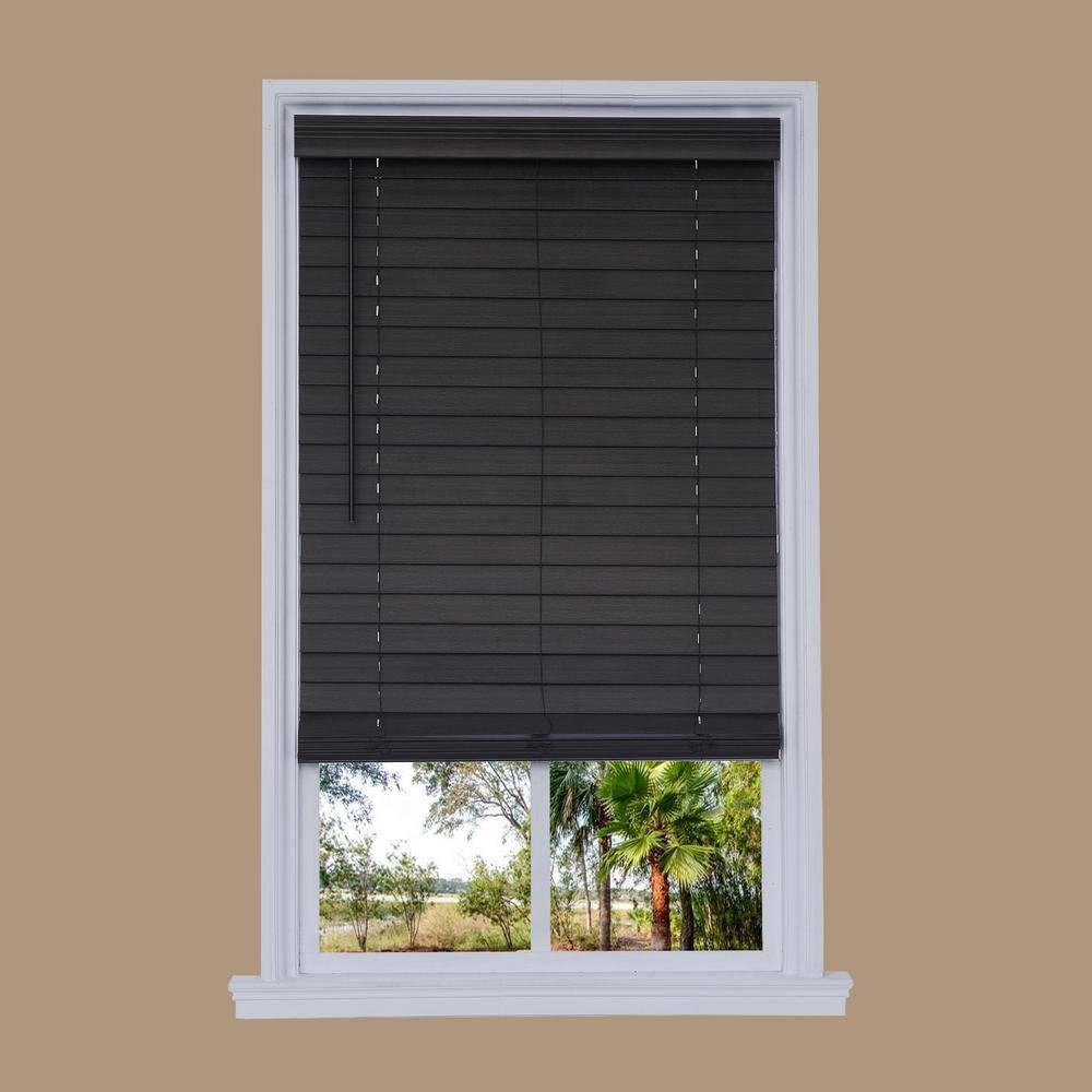 Cordless Walnut Faux Wood Room Darkening Blinds C1166