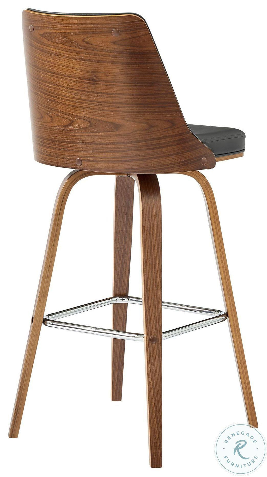 Gray Faux Leather and Walnut Wood Swivel Counter Stool A27108