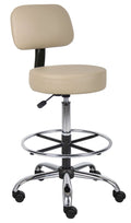 Beige Medical Drafting Stool with Back Cushion C14899