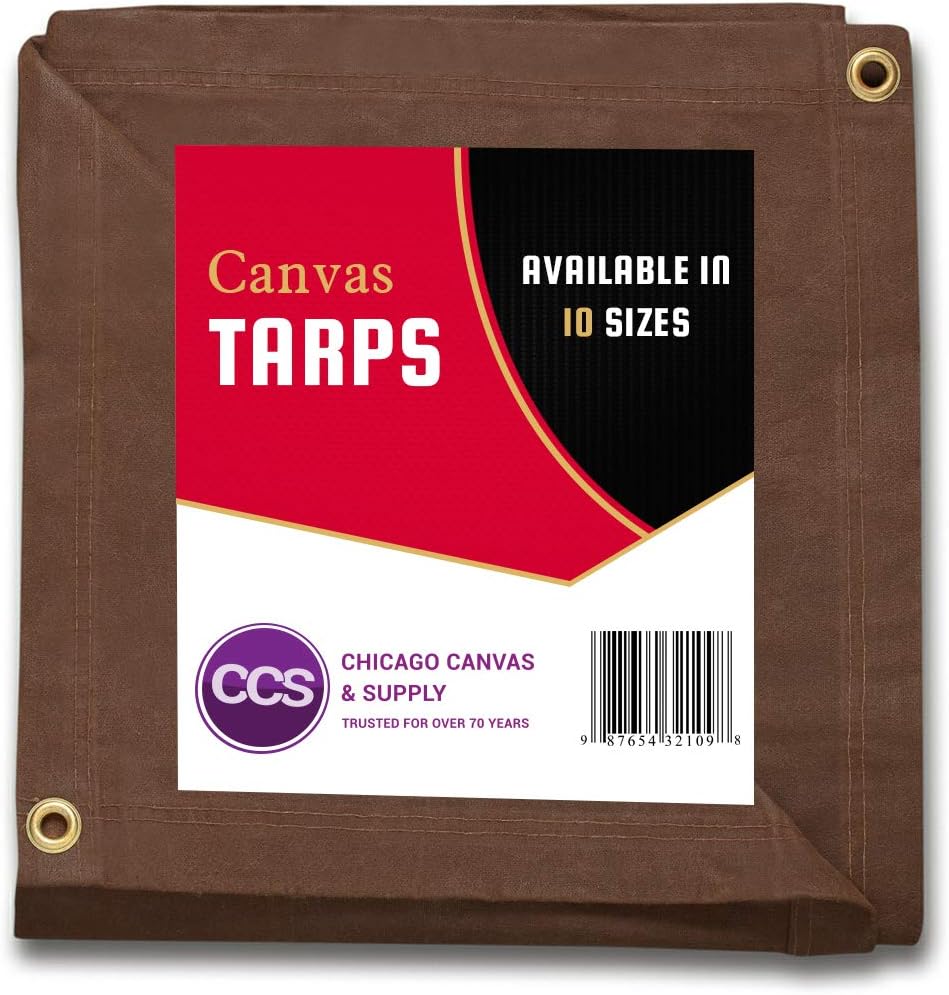 Gold 12 by 14 Feet Waterproof Canvas Tarp with Rustproof Grommets R42186