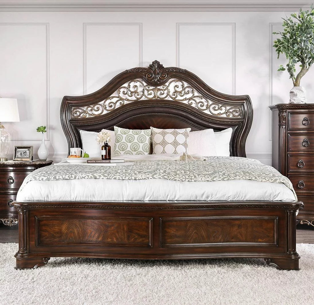 Brown Cherry Solid Wood King Bed B426840