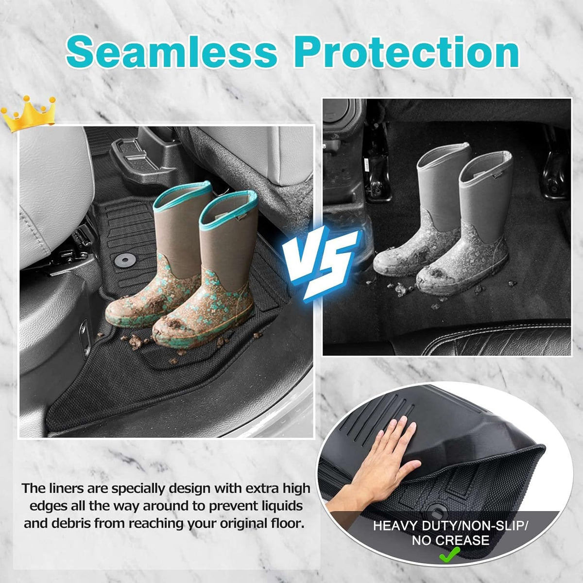 All Weather TPE Floor Liners for Jeep Wrangler 4XE 2021 2022 1st & 2nd Row Z994