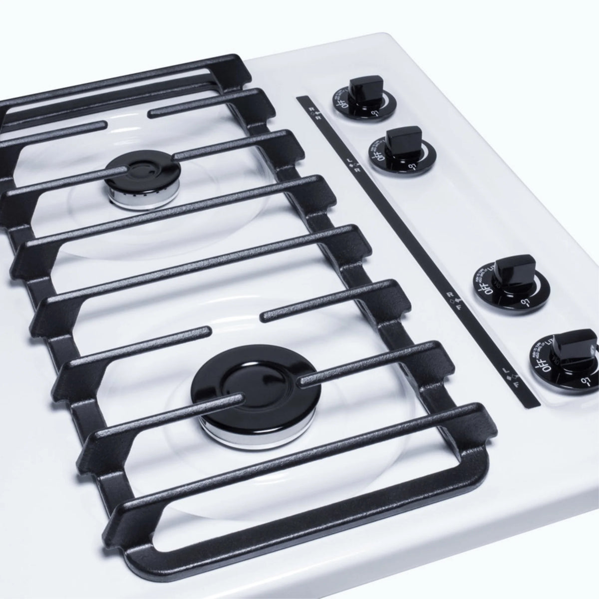 24" Gas Cooktop with Four Sealed Burners, White Porcelain Surface, Cast Iron Grates D45373