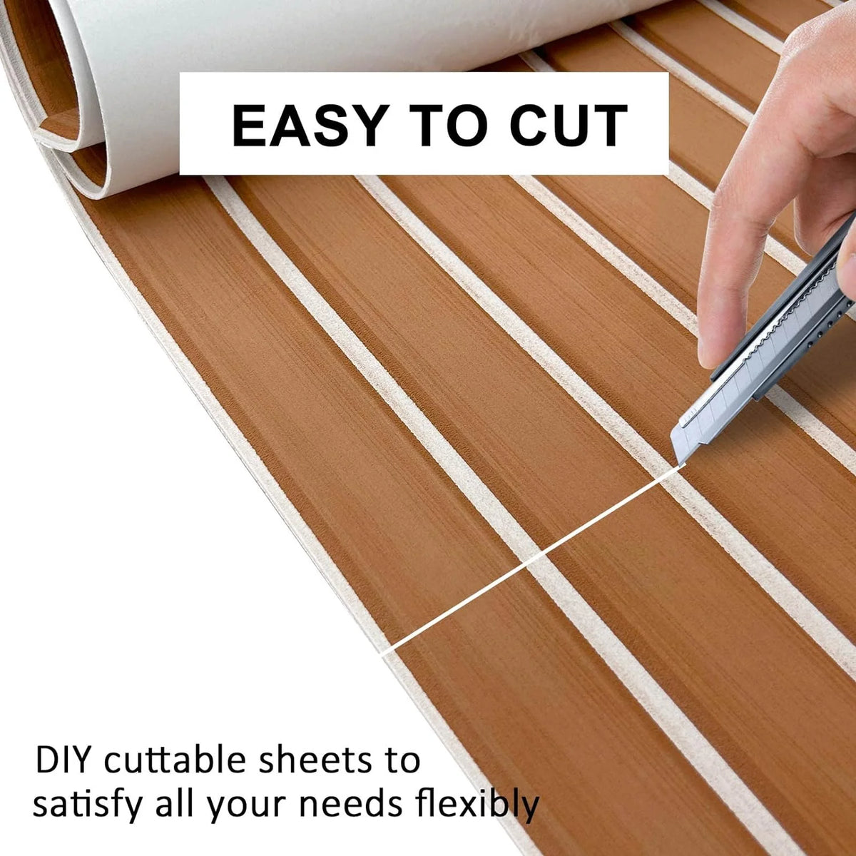 EVA Foam Boat Decking Sheets 23" x 94" - 7mm Thick Non-Slip Faux Teak Marine Flooring Mat Q390830